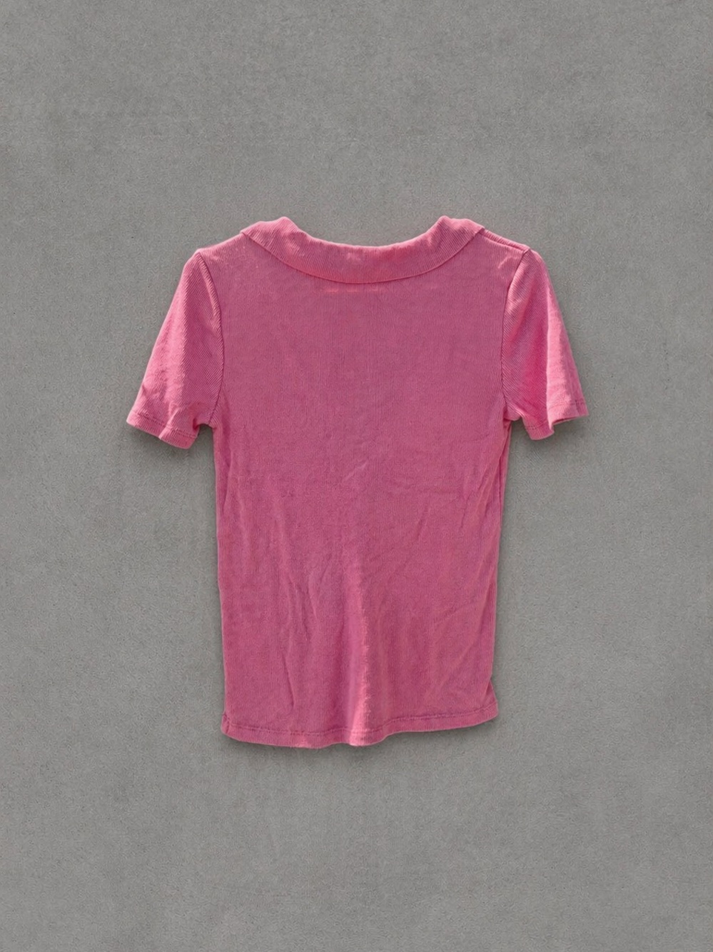 ZARA Pink Ribbed Collared Button Top - Picture 2 of 3